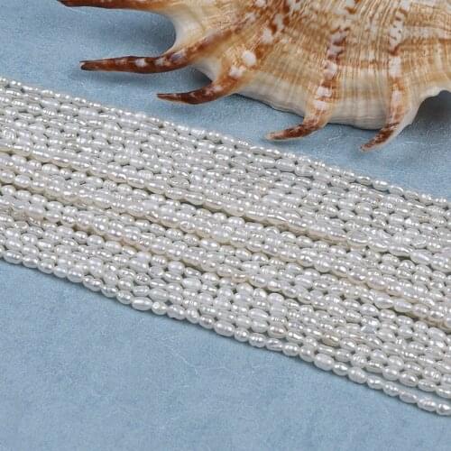 3-3.5mm Natural Freshwater Pearl Beads White Rice Shape Pearls Strand For Jewelry Making DIY Bracelet Necklace