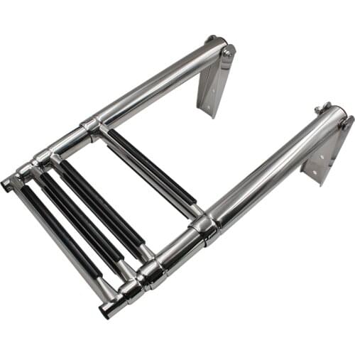 4 step stainless steel marine boat ladder yacht polished steel telescope ladder