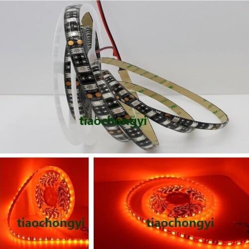 5M Orange 600nm SMD 5050 300LEDs Strip Lights Lamp 12VDC Black PCB Waterproof