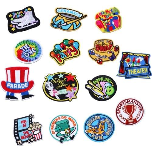 Letter Cartoon Patch Clothes Embroidery Applique For Girls Boys Stickers DIY Crafts Self Adhesive Apparel Accessory,5Yc19751