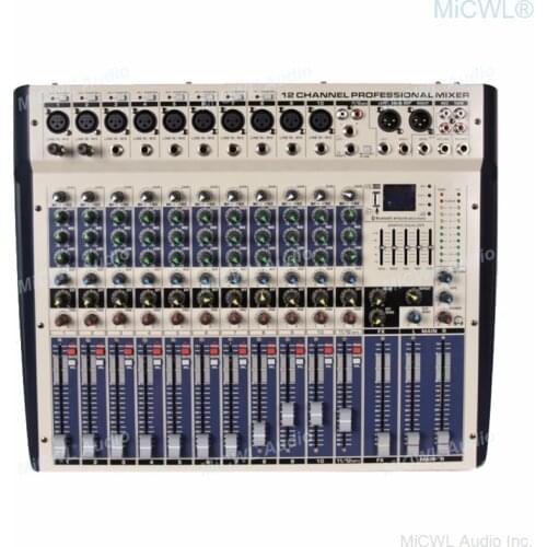 MiCWL Audio 2400W Preamps 12 Channel Mixer Power Amplifier Mixing Console with USB 48V Phantom Power Bluetooth Audio Sound Mixer