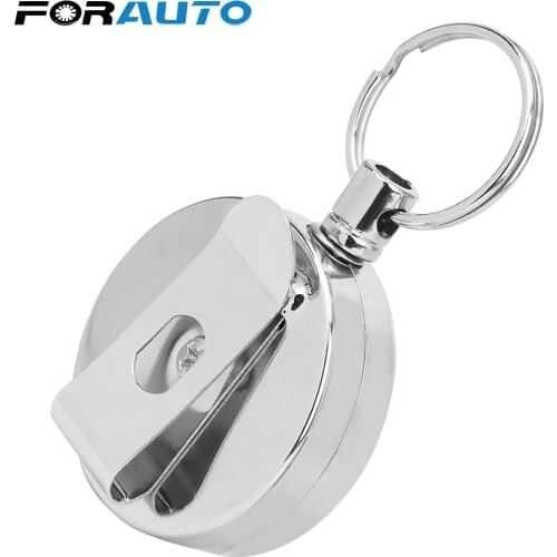 FORAUTO Car Anti-theft Keychain Wire Rope Extendable Metal Wire Key Chain Ring Clip Pull Keyring Retracting 60cm