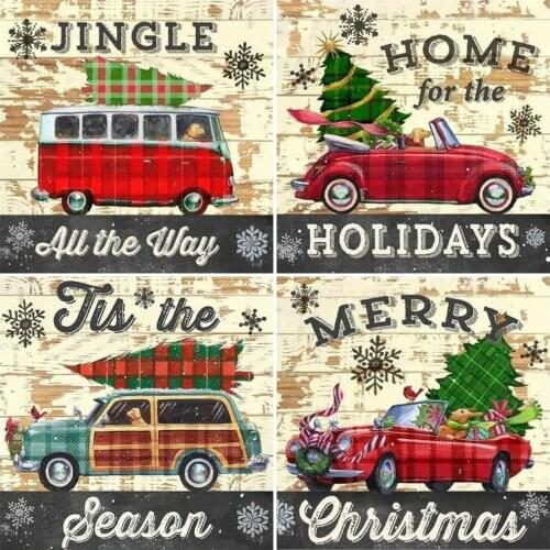 AZQSD 5D DIY Diamond Embroidery Car Christmas Mosaic Picture Of Rhinestones Diamond Art Painting Cartoon Home Decoration