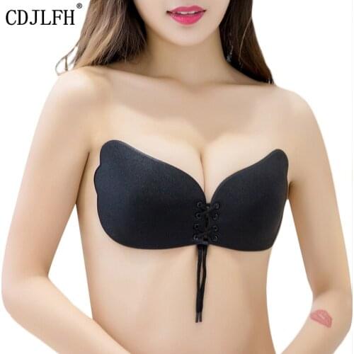 Women Invisible Bra Nipple Cover Self Adhesive Strapless Bandage Nipple Bra Front Closure Silicone Push Up Breast Sticky Fly Bra