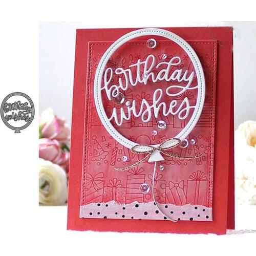 Birthday Wishes Words Balloon Metal Cutting Dies Shape Scrapbooking Craft Die Cut Stencil Card Make Mould Sheet Decor Template