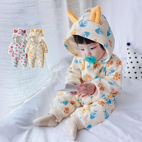 Childrens Clothing 2021 Autumn Baby Clothing Cute Baby Crawling Clothes Knitted Printed Romper Korean Newborn Clothes