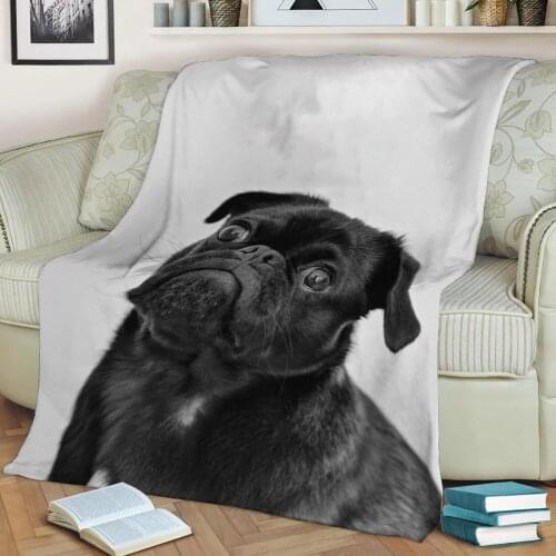 Animals Print Pug Dog Flannel Throw Blanket 3D Printed Keep Warm Sofa Child Blanket Home Decor Textiles Dream Family Gift