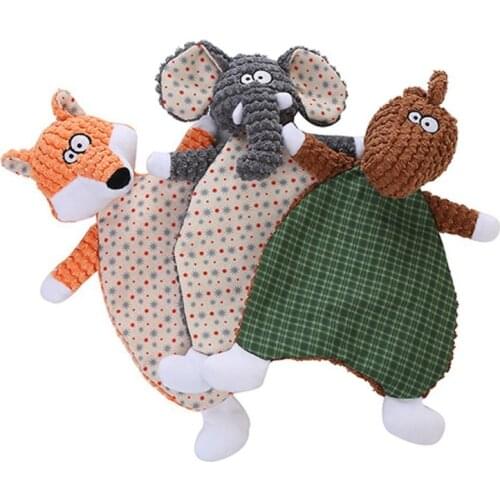 Dog Chew Squeak Toys Plush Interactive Toy Cute Fox Elephant Animal Plush Toy Puppy Chew Molar Toy Wholesale
