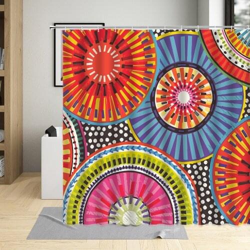 Indian Vintage Bohemian Shower Curtain Ethnic Style Exotic Color Mandala Floral Pattern Bathroom Curtains Set Bathtub Wall Decor