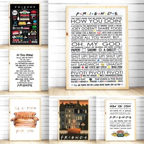 Canvas Painting Friends TV Show Poster and Prints HD Printed Quadro Classic Quote Wall Art Picture for Living Room Decor Cuadros