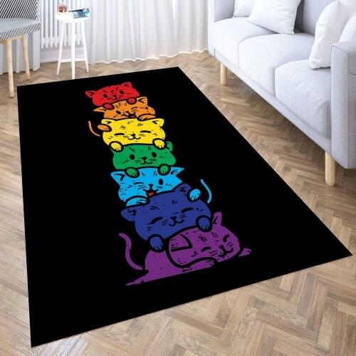 Cat Stack LGBT Pride Carpet for Living Room 3D Anime Cartoon Rug Gamer Teen Room Bedside Lounge Rug Kids Children Floor Mats
