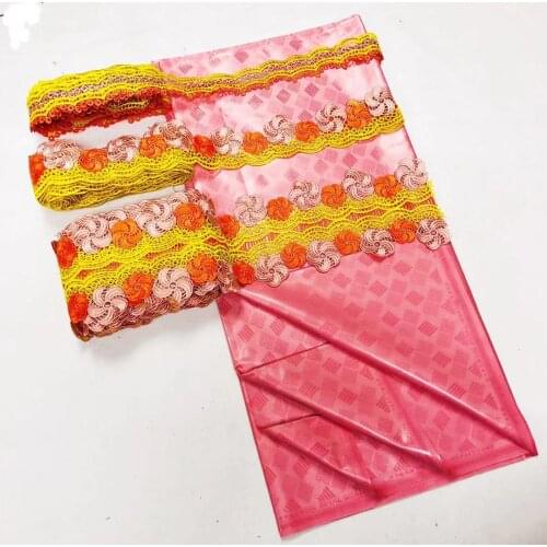 15 Yards Lace Ribbons For Craftes DIY With 5yards Bazin Riche Fabric 2021 African Women Party Dress Sewing Accessories M630-1