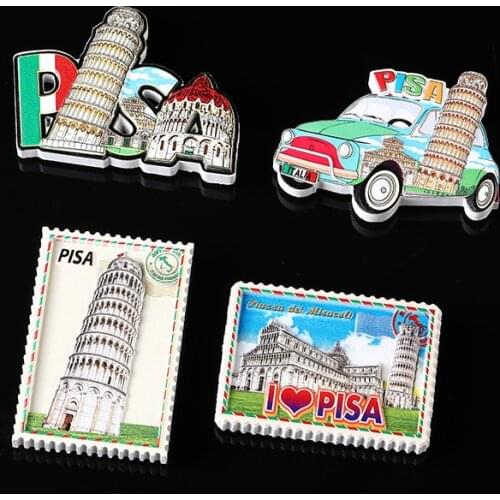 Fridge Magnet Souvenir Craft Creative European Italy PISA Tourist 3d Resin Refrigerator Magnets Message Board Fridge Sticker