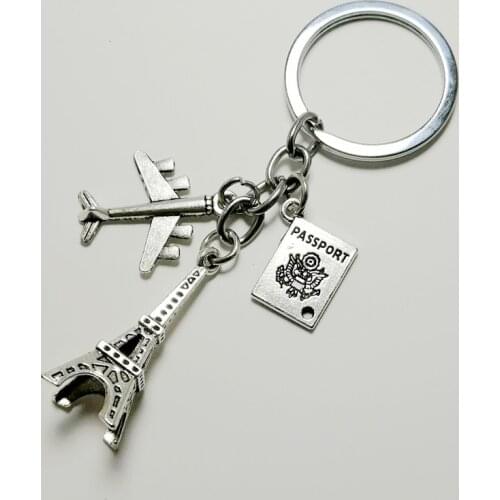 Mini Passport Keychain Jewelry Aircraft Eiffel Tower Travel Keychain Pendant Tourism Company Festival Personalized Gift