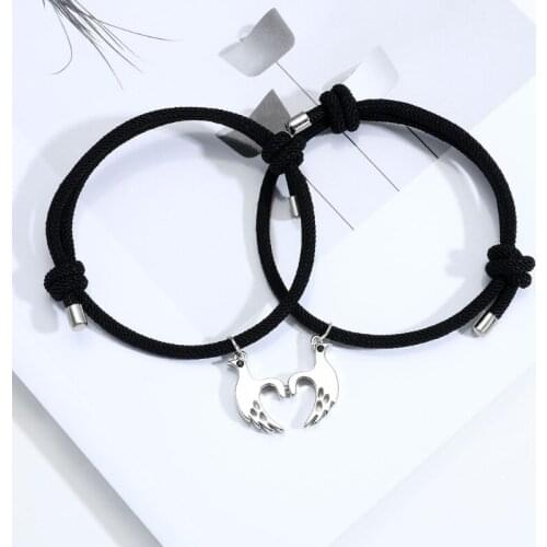 Fashionable Bracelet Cotton Rope Lovebirds Pendant Style Magnet Dolphins Jewelry Souvenirs Gift for Girl Boy Men Women