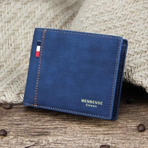 Mens Wallet Money Bag Solid Color Leather Business Short Wallet Famous Vintage Male Wallets Purse