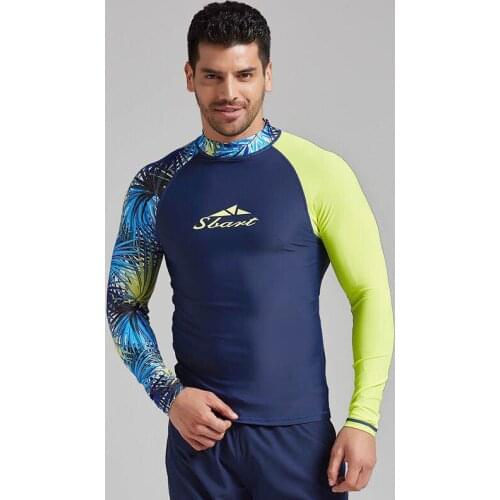 SBART UV Protection Rashguard Men Long Sleeve Swimsuit Mens Swim Rash Guard Quick Dry Surf Driving T Shirt For Swimming Clothes