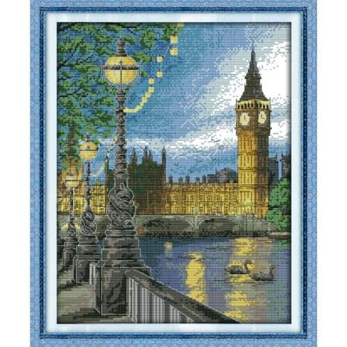 London Clock Tower Printing Pattern Cross Stitch Kit Pattern Traditional Embroidery 11CT14CT Needlework Home Decoration Painting