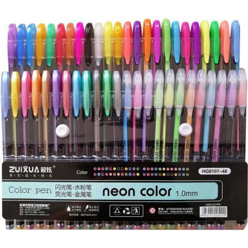 12/36/48/100 Pcs Colors Glitter Gel Pens Refill Set Fine Point Art Marker Pen for Adult Coloring Books Kid Doodling Drawing