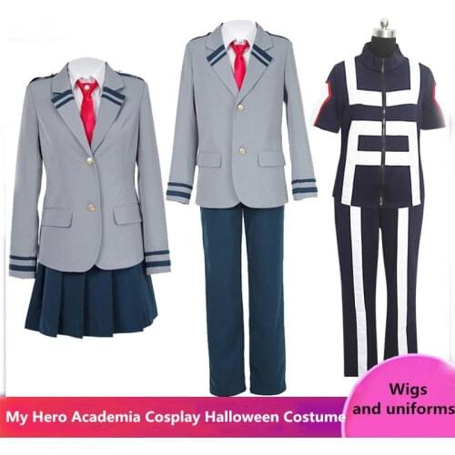 Boku No Hero Academia AsuiTsuyu Yaoyorozu Momo School Uniform Set My Hero Academy Midoriya Izuku Cosplay Costume Wig and Sticker
