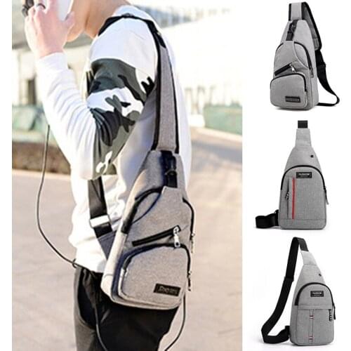 Newly Mens Sling Backpack with USB Charging Interface and Earphone Jack Crossbody Sling Bag Chest Bag for Travel Workout