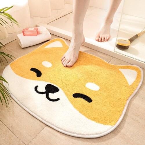 New Japanese Animal shape Flocking Cartoon Floor mat Cotton Plush Cat Shape Floor Rug non-slip Soft New Home Cover Carpet