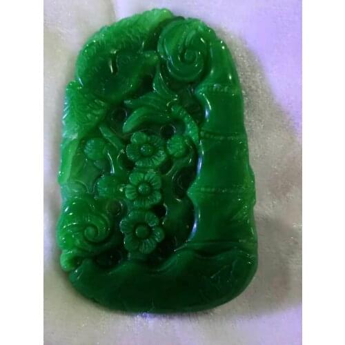 Natural A green jade pendant two side handcarved flower jade necklace women pendants jade jewlelry add certificate