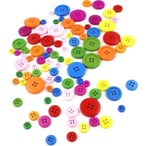 30-50Pcs/pack Mixed 4 Holes multicolor Wooden Buttons Flatback Sewing crafts and scrapbooking Sewing Accessories botones