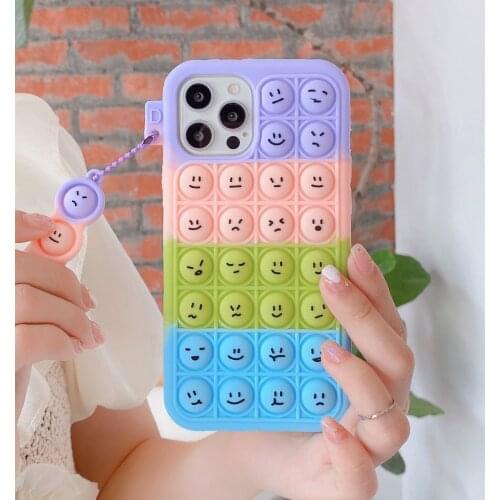 Relieve Stress Pop Fidget Toys Phone Case For Samsung Galaxy S21U S20U S20FE A70 A32 A21 A01 A71 A51 Silicon Cover With Pendant