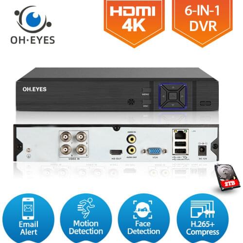 4 Channel 4K ONVIF AHD Surveillance Video Recorder P2P Remote 8MP 4CH Hybrid DVR NVR System XMEYE AHD CCTV DVR Recorder ONVIF