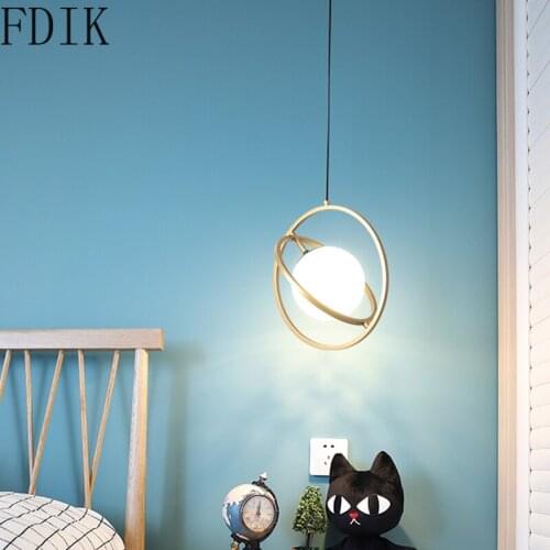 Modern Gold Double Ring Glass Pendant Lights Fixtures for Bedroom Dining Room Kitchen Indoor Decor Lighting Luminaire Led Lamp