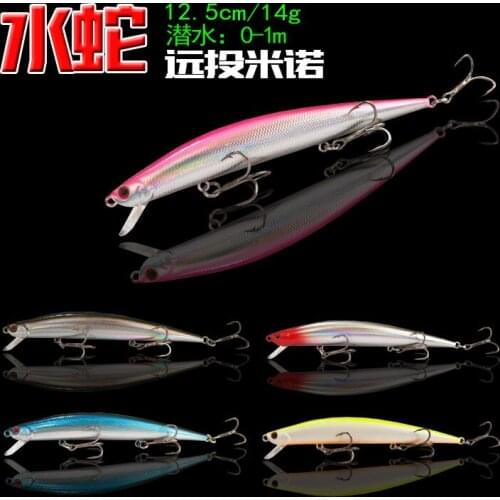 Super strength minnow fishing lure 14g floating minnow lure hard bait Blood trough hook plastic fishing lure