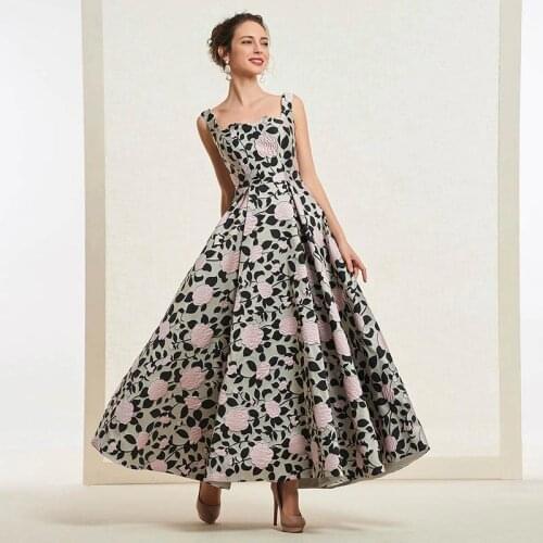 Tanpell printed prom dresses sweet16 spaghetti straps floor length a line gown women evening party long formal custom prom dress