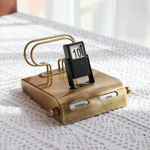 Vintage Manual Perpetual Calendar brass adjustment plate ornaments Digital Display Home Decoration Friends birthday gift