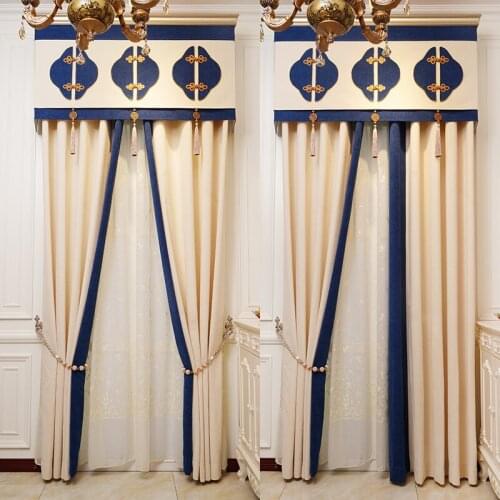 Japanese and Korean style custom luxury floor-to-ceiling blackout curtains for living room kitchen high-quality luxury curtains