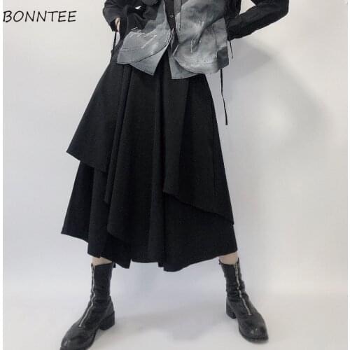 Skirts Women Irregular Gothic Fashion Korean Ruffle Long A-line Casual Summer High Waist All-match Female College Harajuku Chic