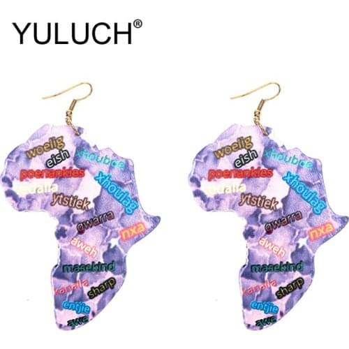 YULUCH 2019 Women Earrings Fashion Jewlery Personality Geometric Wood Printed Printing African Style Long Earrings For Party