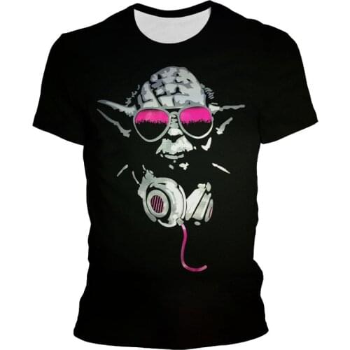 Funny Fashion Summer New Mens T-shirt Star Wars Yoda Theme Tops 3d Digital Print Retro Trend Short Sleeve T-shirt Top Plus Size