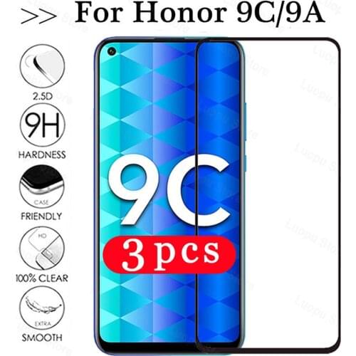 3Pcs cover tempered glass for huawei honor play 9A 9X pro 9N 9i 9C 9S 9 lite protective film phone screen protector smartphone