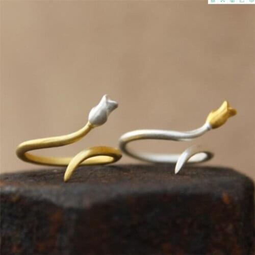 Season Gate 925 Sterling Silver Fresh Elegant Simple Rose Flower Irregular Shape Adjustable Size Open Ring SR158