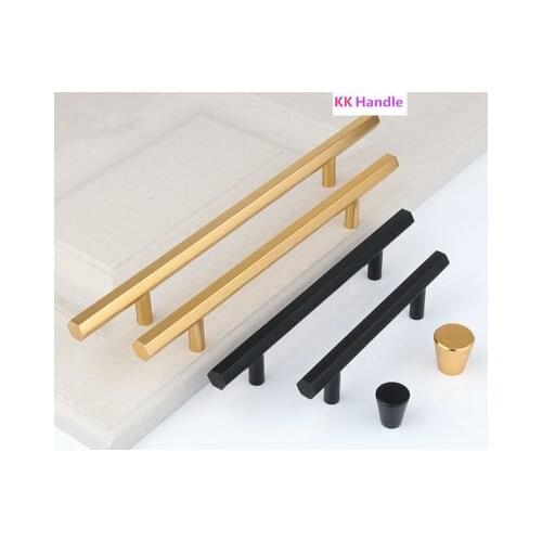 Gold solid Hexagon handle T bar Cabinet Pull for Kitchen Room Straight Dresser Handle and Knob Furniture Hardware