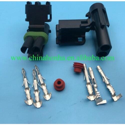 100pcs/lot 12015972&12010973 For Delphi Weather Pack 2 Pin Connector Kit 20-18 GA