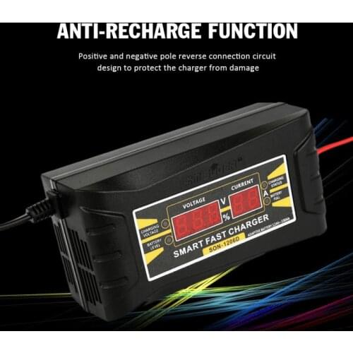 12V 6A Smart Automatic Car Battery-chargers Digital LCD Display Lead-acid Car Battery Chargers PWM Power Puls Repair Chargers