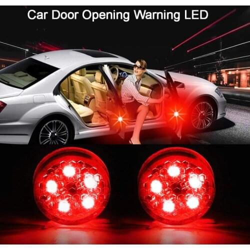 2pcs Car Door Opening Warning Light LED Universal Auto Warning Lamps Wireless Magnetic Rear-end Safety Anti-collision Lights