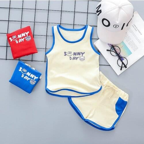 2020 Summer Baby Boys Girls Clothes Children Cotton Cartoon Vest Shorts 2Pcs/sets Leisure Out Kids Fashion Toddler Tracksuits