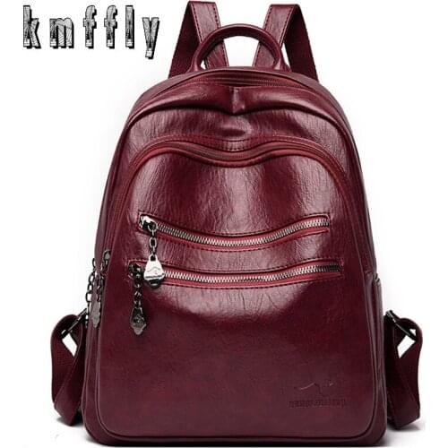 2021 New Leather Designer Backpacks Female Casual School Bags for Teenage Girls Ladies Travel Bagpack High Quality Back Pack