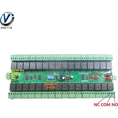 32ch 03 06 16 MODBUS RTU DC 12V 24V RS485 SPDT Relay Board 485 Bus Remote Control Switch for LED Motor PLC PTZ Camera Smart