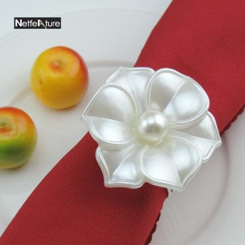 4PCS/LOT Camellia Flower Napkin Rings Serviette Holder Napkin Buckles For Wedding Party Hotel Banquet Table Decoration Favors