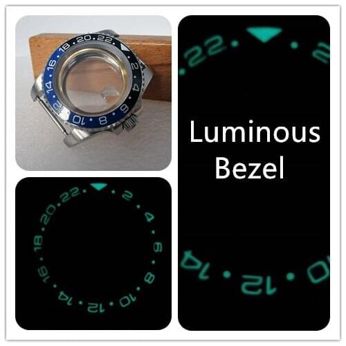 40mm Sapphire Glass SS Watch Case Fit Eta2836 Nh35 Automatic Movement Luminous Bezel