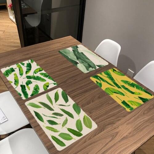 42x32cm Green Plants Printed Table Napkins Wedding Napkins Party Eatting Cloth Lines Western Dinner Mat Home Textile Tea Towels